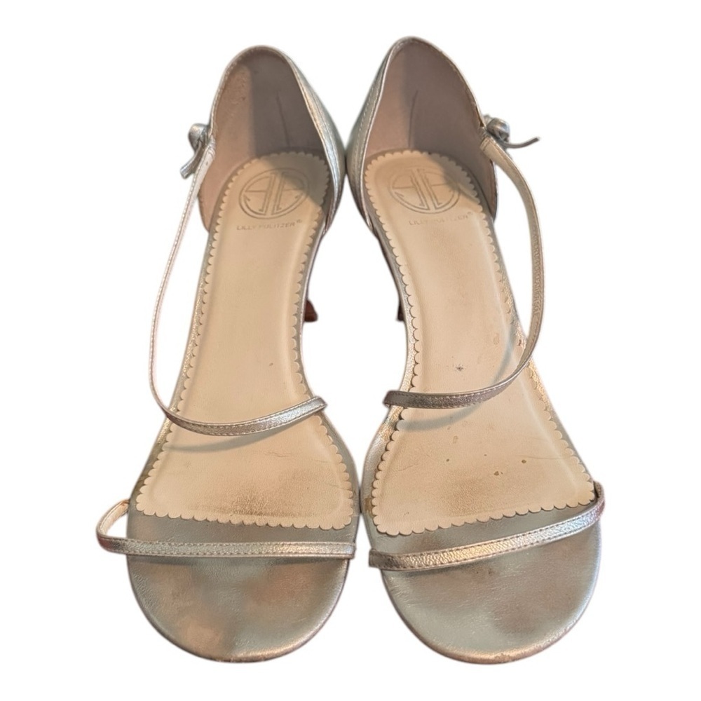 Lily Pulitzer Palm Beach Strappy Pumps, Silver, Size 10